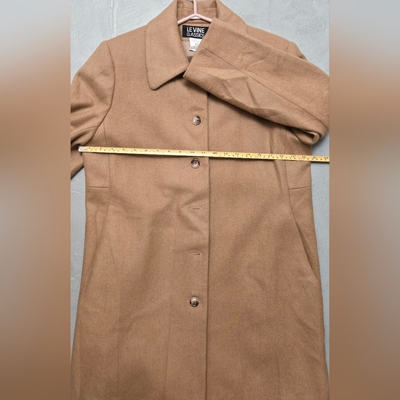 Levine Classic Vintage Sz 8 /M 100% Wool Tan Longline Coat/ Jacket Pockets - Picture 14 of 16